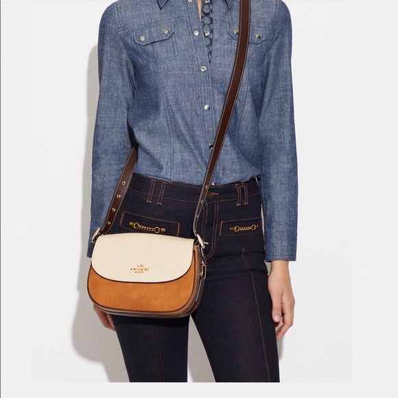 NWT COACH CB895 MACIE SADDLE BAG IN COLORBLOCK GENUINE LEATHER/SUEDE CROSSBODY - Picture 5 of 7